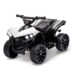 GARVEE Kids 6V ATV 4-Wheeler: LED, Music, Foot Pedal, Wear-Resistant Wheels, 1.9 MPH, 55lb Capacity for Kids Toddler 2.5-6 Years - White