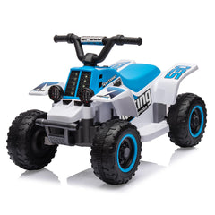 GARVEE 6V Kids Ride On Electric ATV, Ride Car with LED Headlights, Ride-On Toy for Toddlers 1-3 Boys & Girls with Music, Forward & Reverse - Blue and white