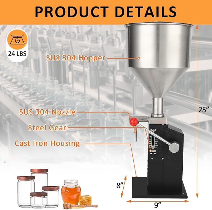 GARVEE 5-50ml Manual Paste Liquid Filling Machine - Adjustable Bottle Filling Machine With 10L Transparent, Lightweight Design for Creams Perfume Drink Medicine - 5-50ml without shelf / Black