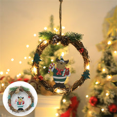 GARVEE Artificial Christmas Wreath with LED String Lights Energy Saving High Brightness Door Hanging Rattan Perfect Indoor Outdoor Decor Garland Elk