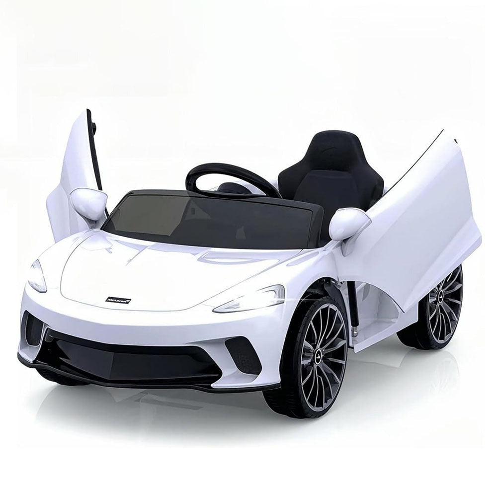 GARVEE 12V Kids Ride on Car, Licensed Mclaren Battery Powered Electric Car with Remote Control, 3 Speeds, Bluetooth Music, Horn, LED Lights, 4-Wheel Ride on Toys - White