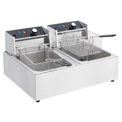 GARVEE Gravee Commercial Deep Fryer - 12L x 2 Dual Tank, 24L Oil Capacity, 3600W, 110V, with 2 Frying Baskets for Restaurant