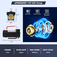 12V, 40LPM Portable Electric Fuel Pump Kit with Auto Nozzle, Red