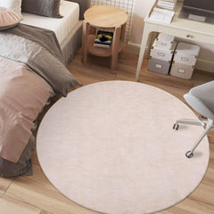 GARVEE Washable 4ft Round Rug Modern Solid Area Rug Indoor Non-Slip Throw Carpet Contemporary Area Rug for Bedroom Living Room Nursery, 3' x 3' Round Ivory Beige