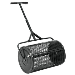 24 Inch Peat Moss Spreader with T Handle & Side Latches - Black