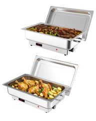 GARVEE 2 Pack Electric Chafing Dish Buffet Set, 9QT Food Servers and Warmers, Stainless Steel Commercial Catering Food Warmers with Temperature Control Display for Weddings, Parties and Festivals