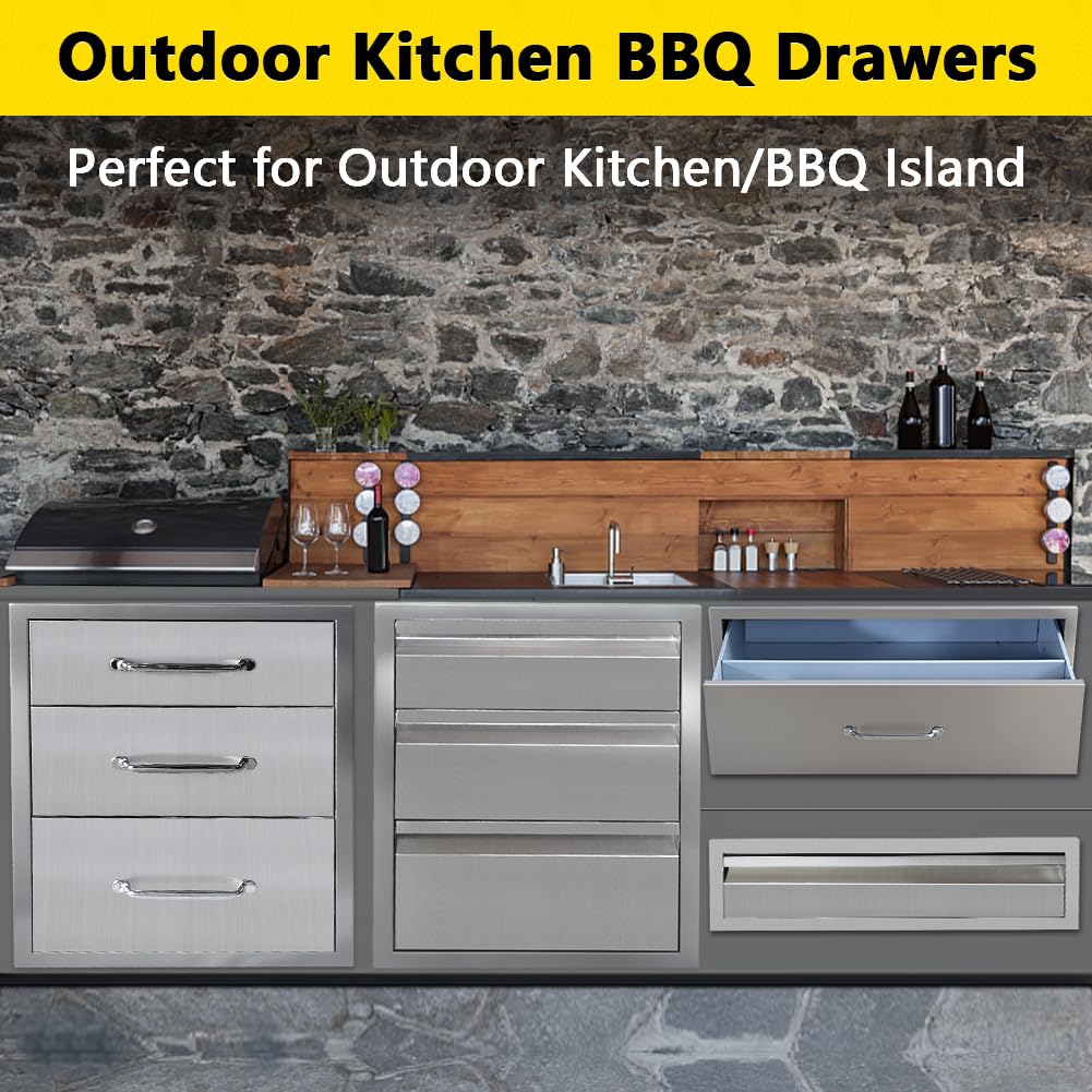 GARVEE Stainless Steel SingleLayer BBQ Drawers for Outdoor Kitchen - 1