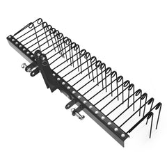 GARVEE 60 Inch Pine Straw Rake: 26 Coil Spring Tines, Fits Cat0 Cat1 Tractors - Black