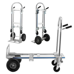 GARVEE Aluminum Folding Hand Truck Heavy Duty Carrying, Industrial Collapsible Cart, 4 Wheels and 2 Wheels Convertible Dolly Cart for Moving Office Carts