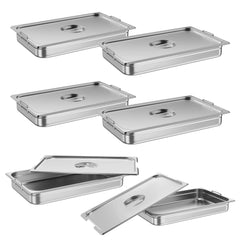 6 Pack 2.5 Inch Deep Stainless Steel Hotel Pan with Lid, NSF