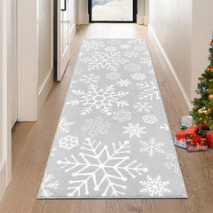 GARVEE Christmas Runner Rug 2x8 Hallway Runner Rug Snowflake Xmas Runner Kitchen Rug Washable Rug Non Slip Bathroom Rug Modern Soft Low Pile Stain Resitant Carpet for Bedroom Laundry 2'x8' Grey