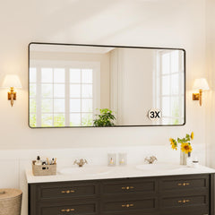 GARVEE Black Metal Framed Bathroom Mirror for Over Sink 72 * 36