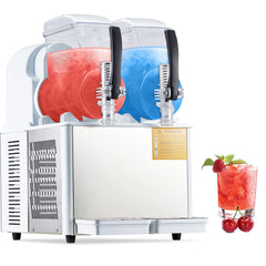 GARVEE Slushy Machines, 2.1 Gal Stainless Steel Margarita Machine with 2 Tanks, Frozen Drinks Smoothie Machine for Supermarkets Cafes Bars,home