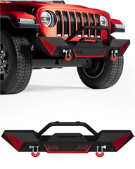 GARVEE Full Width Front Bumper, Compatible with Jeep 2018-2023 Wrangler JL & Unlimited JLU(2/4 Doors),2020-2023 Gladiator JT, Off-road DIY Paintable, Textured Black