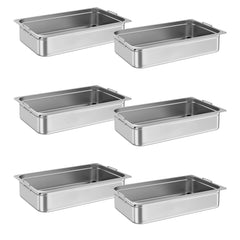 6 Pack Commercial Stainless Steel Full Size Anti-Jam Hotel Pans