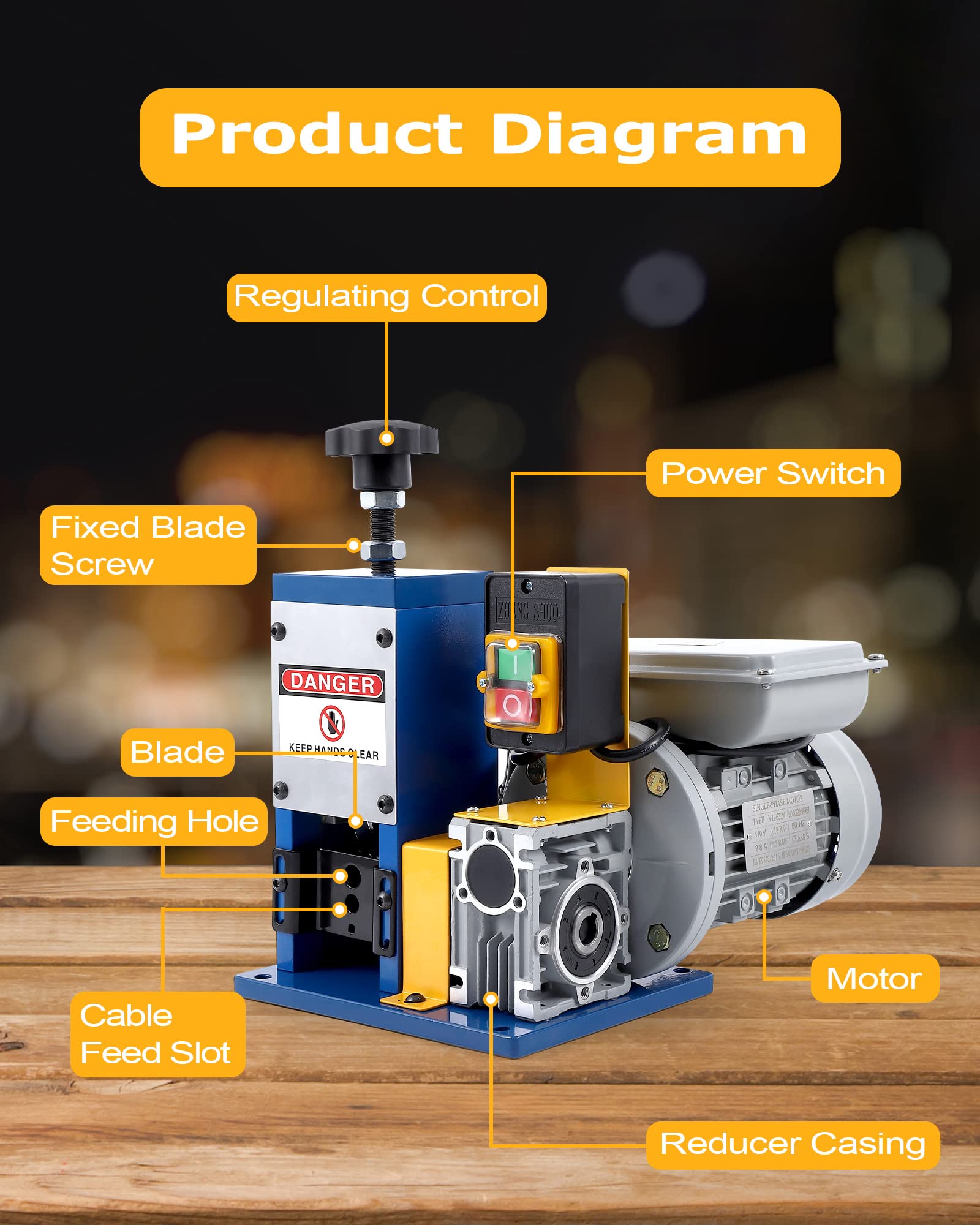 GARVEE Automatic Wire Stripping Machine for 0.06-0.98 Inch, High Precision Wire Stripper Tool for 7/0-15 AWG, Electric Wire Stripper for Scrap Cable Copper Recycling