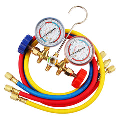 GARVEE AC Diagnostic Manifold Gauge Set,Compatible for R134A, R22, R410 Home Car Refrigeration Charging, with Couples, 5FT Hoses(250Psi-500Psi)