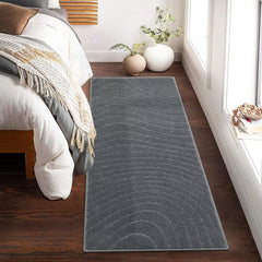 GARVEE Hallway Runner Rug 2x6 Boho Accent Area Rug Modern Geometric Runner Floor Cover Non-Slip Bohemian Wave Carpet Contemporary Grey Rug for Living Room Bedroom Kitchen, Grey