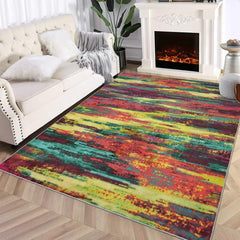 GARVEE Boho Rug 9x12 Large Area Rug Modern Abstract Area Rug Solid Accent Area Rug Non Slip Non Shedding Indoor Throw Carpet Rug Ultra-Thin Indoor Floor Cover for Living Room, Multi Color