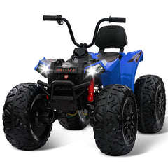 GARVEE 24V Kids ATV, Ride on Car 4WD Quad Electric Vehicle, 4x80W Powerful Engine, with 7AHx2 Large Battery, Accelerator Handle, EVA Tire, Full Metal Suspension, LED Light, Bluetooth&Music - Blue