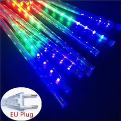 GARVEE 30cm LED Meteor Shower Rain Lights IP65 Waterproof High Brightness Fairy Lights for Garden Path Yard Decoration (EU Plug) Color