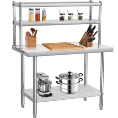 GARVEE Stainless Steel Table with Overshelves, 30