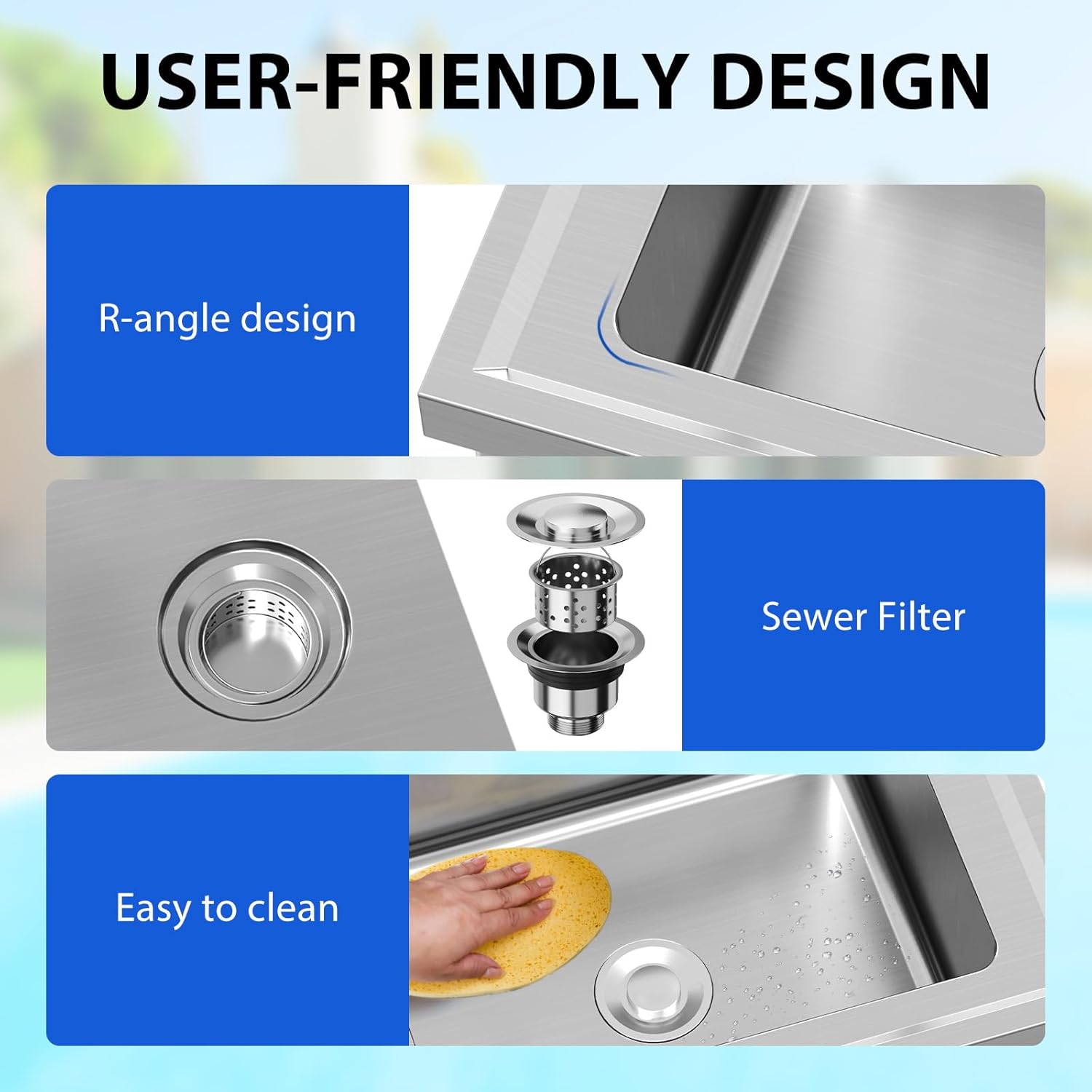 GARVEE Utility Sink,24 * 20 * 41 inch Independent Sink With Pull-Out Faucet,Adjustable Support Feet,Stainless Steel Sink With Hot & Cold Hoses,Stainless Steel Sink Suitable For Kitchen And Restaurant Use