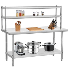 GARVEE Stainless Steel Table with Overshelves, 36