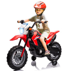 GARVEE 6V Licensed Honda Kids Ride-On Motorcycle: Detachable Training Wheels, Engine Sounds, Rechargeable, Pink, for Boys & Girls - Red