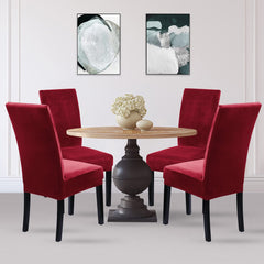 GARVEE Velvet Chair Covers for Dining Room Set of 4, Soft Stretch Removable Velvet Dining Room Chair Slipcovers Chair Protectors Covers, Wine Red