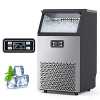 EastVita Commercial Ice Maker Machine with 33LBS Storage Bin& Ice Scoops 100LBS/24H Ice Maker Stainless Steel Freestanding Ice Machine for Restaurant Home Bars Coffee Shop