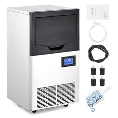 GARVEE 100 Lbs/24H Commercial Ice Maker Machine Under Counter Stainless Steel Ice Machine with 35Lbs Storage for Restaurant Bar Cafe Shop Home