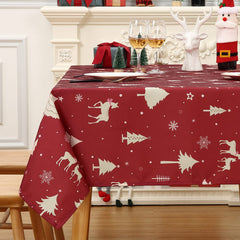 GARVEE Christmas Table Cloth Rectangle 60x120 Inch, Waterproof Holiday Xmas Deer Tree Kitchen Farmhouse Christmas Table Decorations for Home Dining Party, Oblong Table Cloth for Indoor Outdoor, Gold