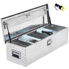 GARVEE 30 Inch Heavy Duty Diamond Plate Toolbox, with Shelf, Silver