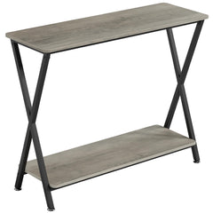 GARVEE Console Table Narrow Entryway + Vintage Wood Grain + Metal Frame + 33.5” Behind Couch + MDF + 2 Open Shelves + Living Room, Foyer