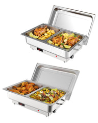 GARVEE 2 Pack Electric Chafing Dish Buffet Set, 2 x 4.5QT Food Servers and Warmers, Stainless Steel Commercial Catering Food Warmers with Temperature Control Display for Weddings, Parties and Festivals