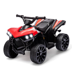 GARVEE Kids 6V ATV 4-Wheeler: LED, Music, Foot Pedal, Wear-Resistant Wheels, 1.9 MPH, 55lb Capacity for Kids Toddler 2.5-6 Years - Red