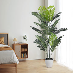 GARVEE 5FT Artificial Areca Palm Tree - Realistic Design + Sturdy Adjustable Trunk + Premium Polyester - Indoor Decor, Office, Home - Easy Maintenance