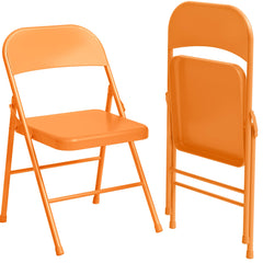 GARVEE Folding Chairs 2 Pack, Foldable Chairs with Metal Frame Hold Up to 350 Pounds, Portable Orange Folding Chairs Suitable for Dining Room, Living Room, Office, Indoor and Outdoor Events