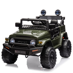 GARVEE 12V Ride on Car for Kids, Licensed Toyota Ride on Truck, Battery Powered Electric Kids Car with Remote Control, Music, LED Lights, Suspension System, Double Doors, Safety Belt,Ride On Toy - Green