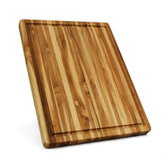 Wpond 24 x 18 Inch Large Teak Cutting Board - Extra Large Wooden Cutting Board With Juice Groove - Reversible Butcher Block Cutting Board for Meat and Veggies