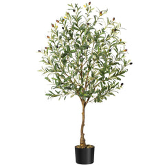 GARVEE Olive Trees Artificial Indoor, 5FT Tall Olive Tree Plants, Faux Olive Tree with Realistic Trunk, Leaves, Fruits for Home Office Decor