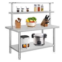 GARVEE 30 x 24 Inches Stainless Steel Work Table + Heavy Duty + Adjustable Shelf & Hooks + High Bearing Capacity + Removable Shelf + Kitchen, Garage, Workshop Use