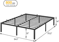 GARVEE 14 Inch Full Bed Frame with Storage,Metal Platform Full Bed Frame No Box Spring Needed Steel Slat Support Easy Assembly (Full)