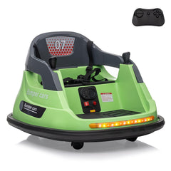 GARVEE Electric Ride on Toddler Bumper Car, 12V Kids Bumper Car with Remote Control, LED Lights & 360 Degree Spin, Indoor and Outdoor Kids Toy for 18+ Months Kids - Green