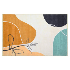 GARVEE Large Modern Area Rugs 9x12 Living Room Washable Rugs Artistic Rug for Bedroom Modern Rug Non Slip Carpet Abstract Throw Rugs Stain Resistant Office Rug Dining Room Rug 9'x12' Orange/Teal