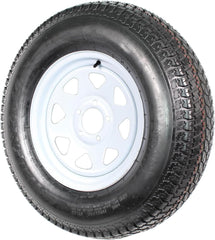 GARVEE Trailer Tires RimsST205/75D14 6PR Tire 5 Lug White Spoke Wheel Load Range C, 6 PLY, Set of 2