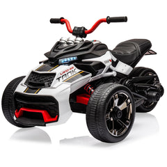 GARVEE 12V Kids Ride on Toy for Kids, Ride On Car w/Parent Remote, 2x55W Powerful Engine 7MPH Battery, 3 Wheelers Electric Vehicle, LED Lights, 2 Speeds, EVA Tire, Music, USB - White