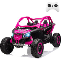 GARVEE 2-Seater Can-Am Ride-On UTV: 4WD, Remote Control, 2x24V Batteries, 4x200W Motors, 23" Seat, EVA Tires, Spring Suspension, for Kids - Rose