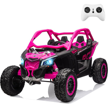 GARVEE 2-Seater Can-Am Ride-On UTV: 4WD, Remote Control, 2x24V Batteries, 4x200W Motors, 23" Seat, EVA Tires, Spring Suspension, for Kids - Rose